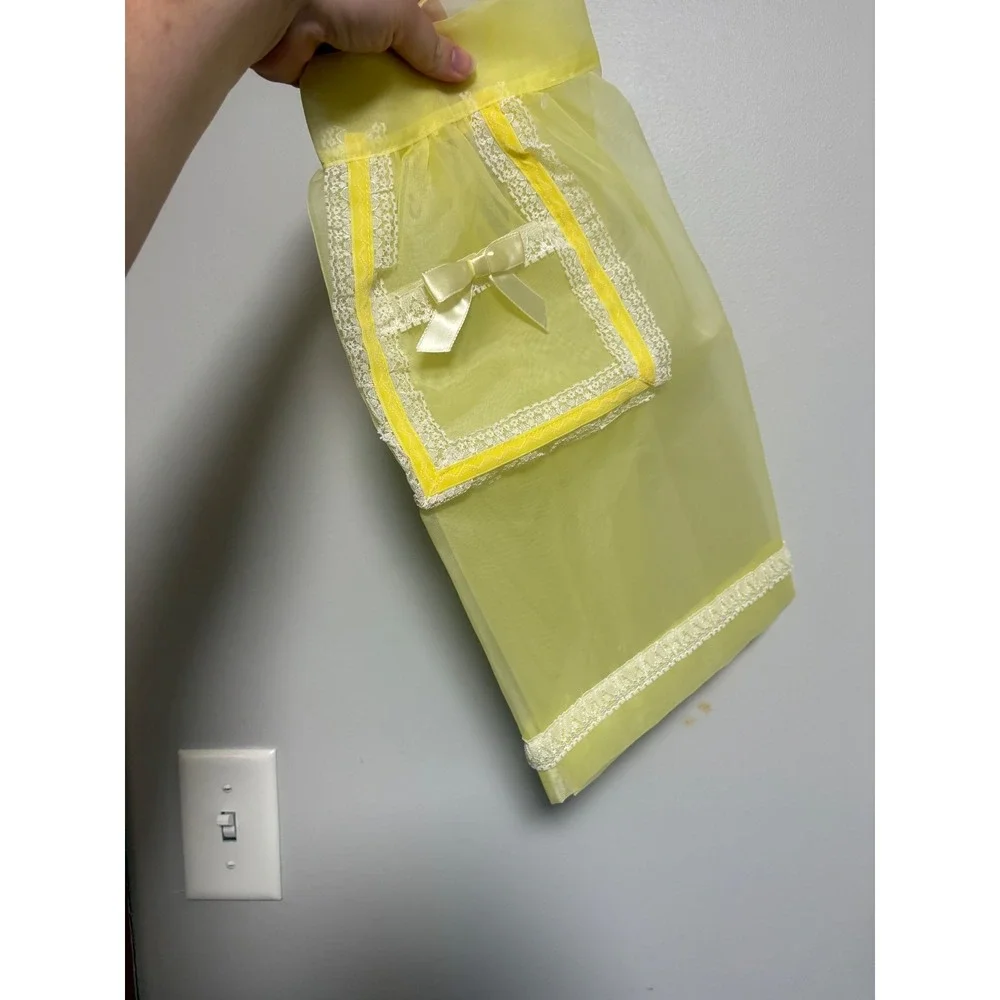 Vintage Apron By Powers Minneapolis Sheer Yellow Lace Trim New In Box